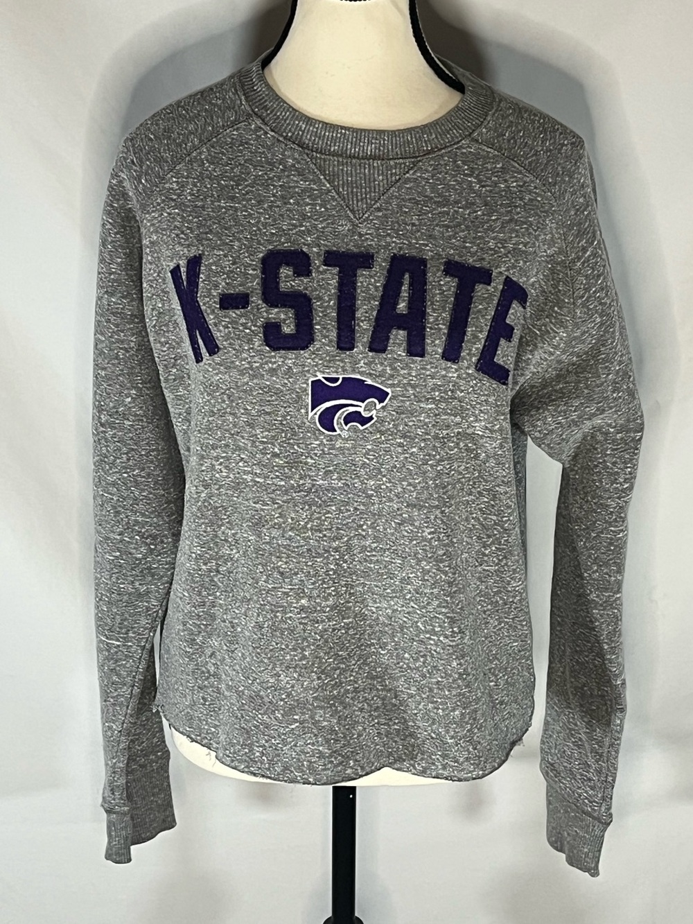Champion K-State Powercat Raw Hem Cropped Women’s Crewneck  Sweatshirt Small